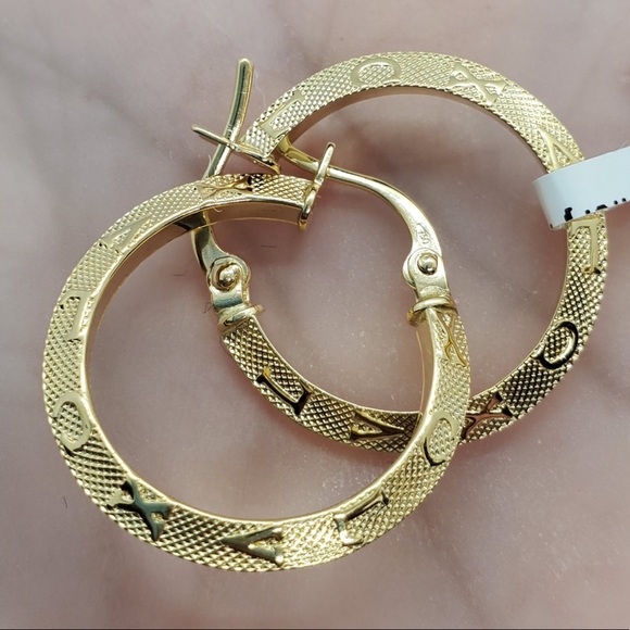 18k Solid Gold Hoop Earrings - Picture 7 of 11